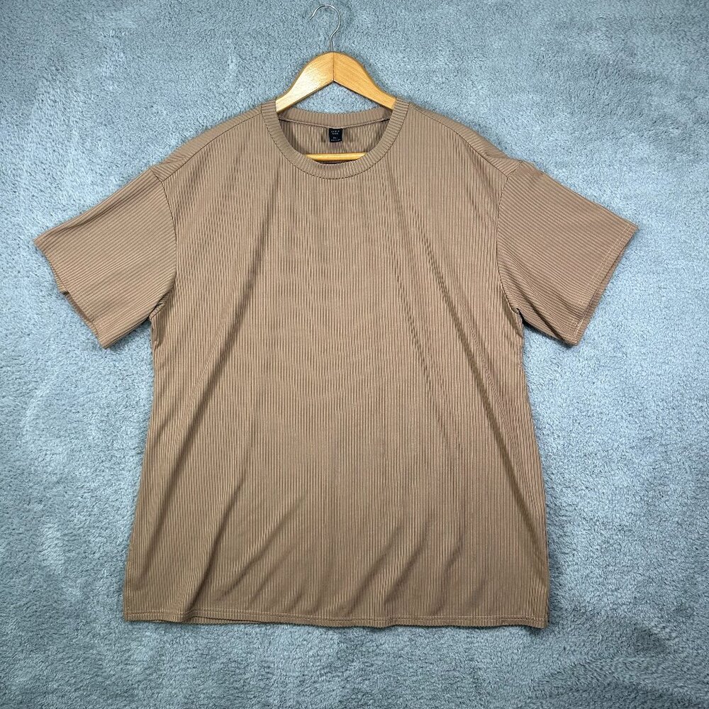 Shein Womens T-shirt‎ Size 2XL Tan Short Sleeve Round Neck Solid Plus